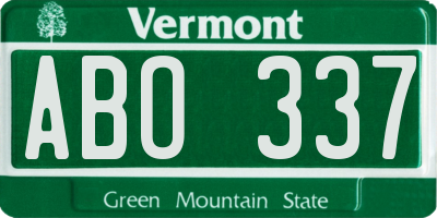 VT license plate ABO337