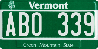 VT license plate ABO339