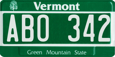 VT license plate ABO342