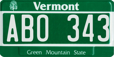 VT license plate ABO343