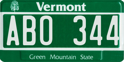 VT license plate ABO344