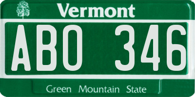 VT license plate ABO346