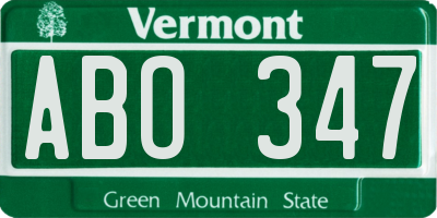 VT license plate ABO347