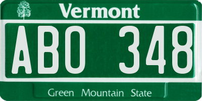 VT license plate ABO348