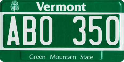 VT license plate ABO350