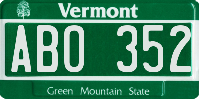 VT license plate ABO352