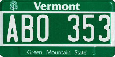 VT license plate ABO353