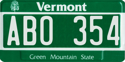 VT license plate ABO354