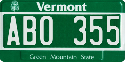 VT license plate ABO355