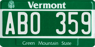 VT license plate ABO359