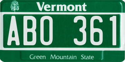 VT license plate ABO361