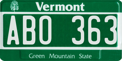 VT license plate ABO363