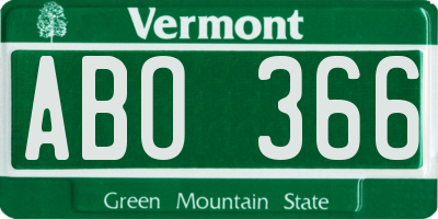 VT license plate ABO366