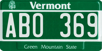 VT license plate ABO369