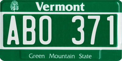 VT license plate ABO371