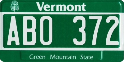 VT license plate ABO372