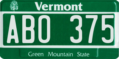 VT license plate ABO375