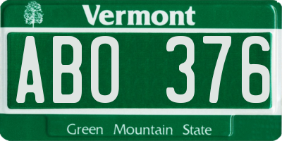 VT license plate ABO376