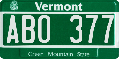 VT license plate ABO377