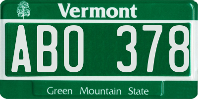 VT license plate ABO378