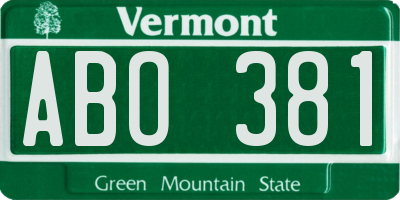 VT license plate ABO381