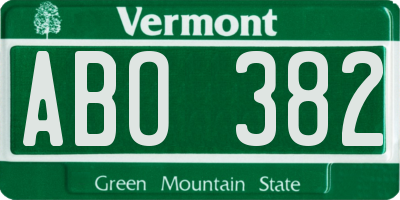 VT license plate ABO382