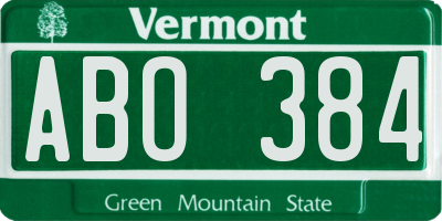 VT license plate ABO384