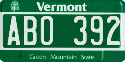 VT license plate ABO392