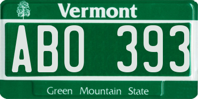 VT license plate ABO393