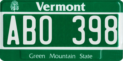 VT license plate ABO398