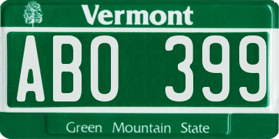 VT license plate ABO399