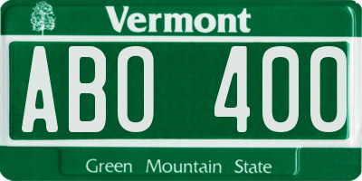 VT license plate ABO400