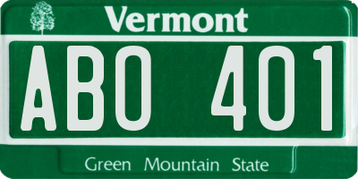 VT license plate ABO401