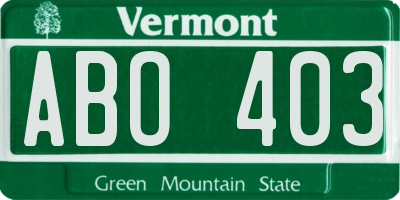 VT license plate ABO403