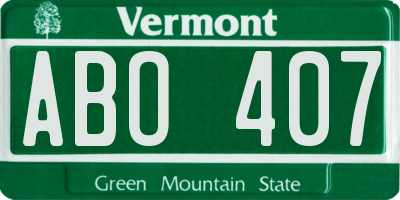 VT license plate ABO407