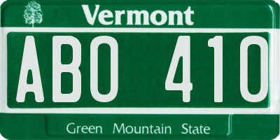 VT license plate ABO410