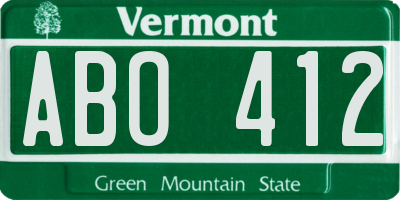 VT license plate ABO412