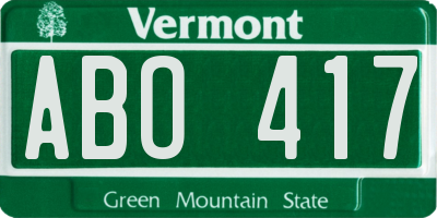 VT license plate ABO417