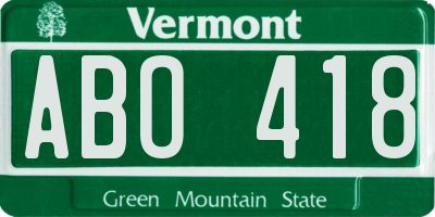 VT license plate ABO418