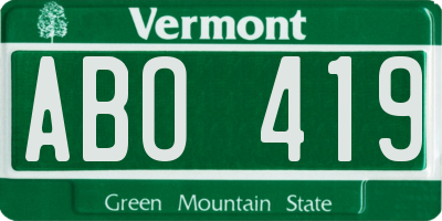 VT license plate ABO419