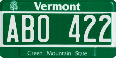 VT license plate ABO422