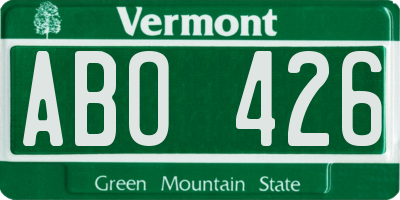 VT license plate ABO426