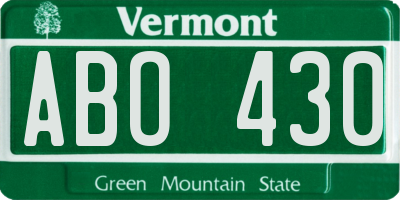 VT license plate ABO430