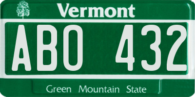 VT license plate ABO432