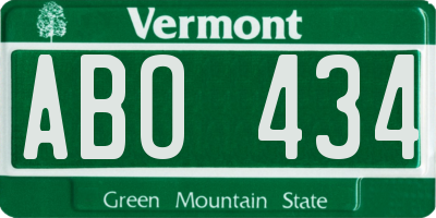 VT license plate ABO434