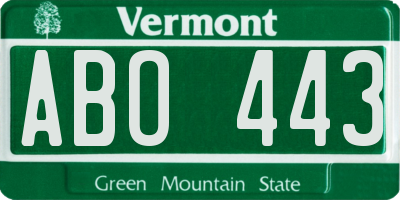 VT license plate ABO443