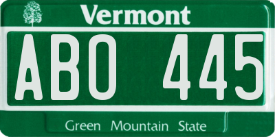 VT license plate ABO445