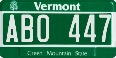 VT license plate ABO447