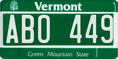 VT license plate ABO449