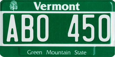 VT license plate ABO450